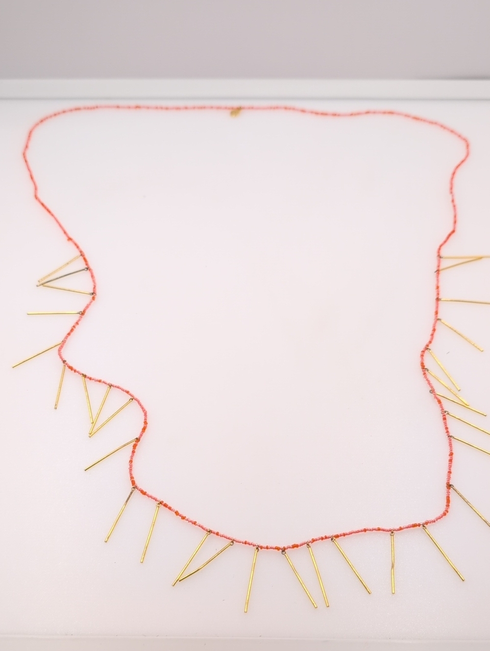 Gorjana Marmont Fringe Coral Beaded Necklace with Gold Accent Spikes R7